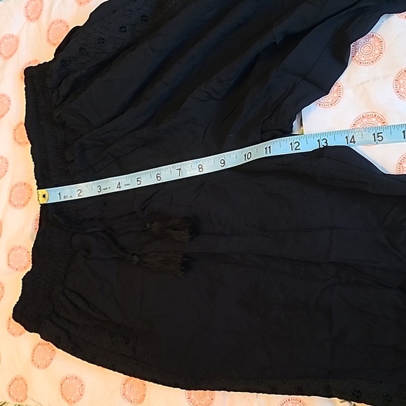 American Rag women's small smocked elastic waist, cuffs, crochet-trim soft pants - Picture 11 of 11